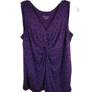 Lane Bryant Womans Size 14/16 Sleeveless Tank Top Purple With Black Dots